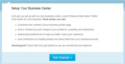 twitter setup your business center