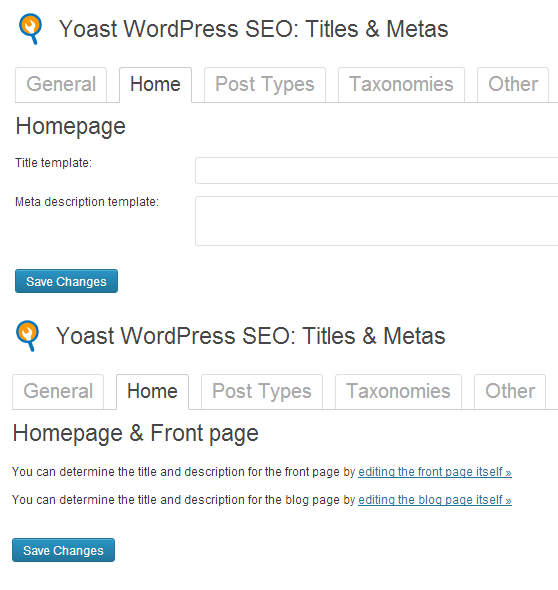 Yoast WordPress SEO: Titles & Metas Home