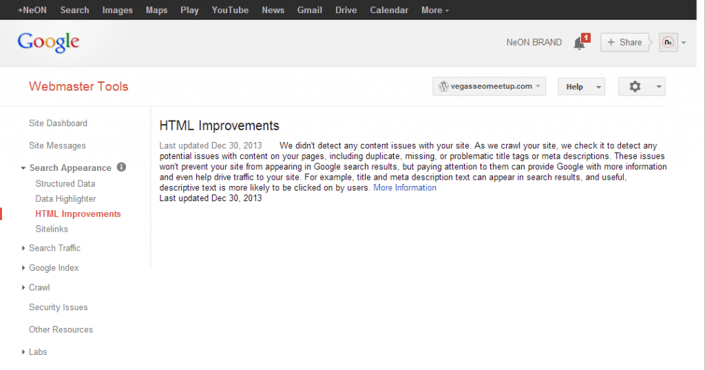 Webmaster Tools HTML Improvements