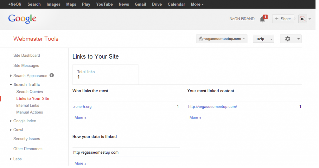 Webmaster Tools Links to Your Site