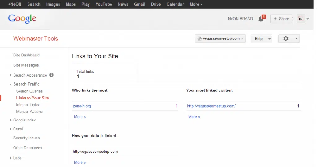 Webmaster Tools Links to Your Site