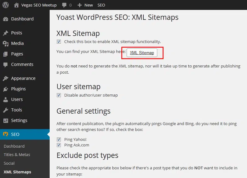 Yoast WordPress SEO XML Sitemap