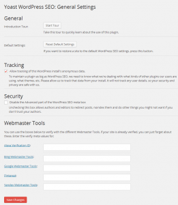 Yoast WordPress SEO General Settings