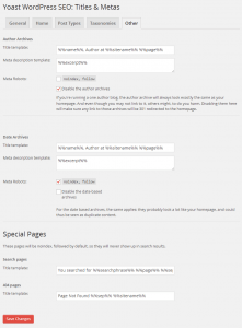 Yoast WordPress SEO Titles Metas Other