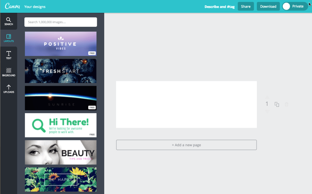 Email Header design on Canva Dashboard