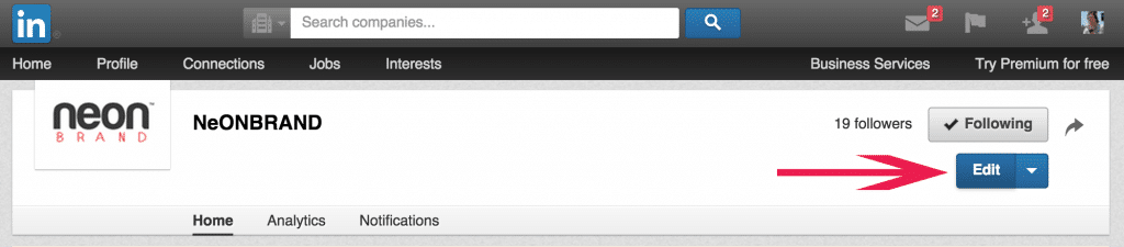 Edit LinkedIn Company Page