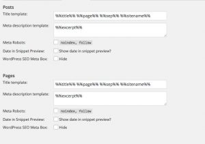 Posts and Pages default settings