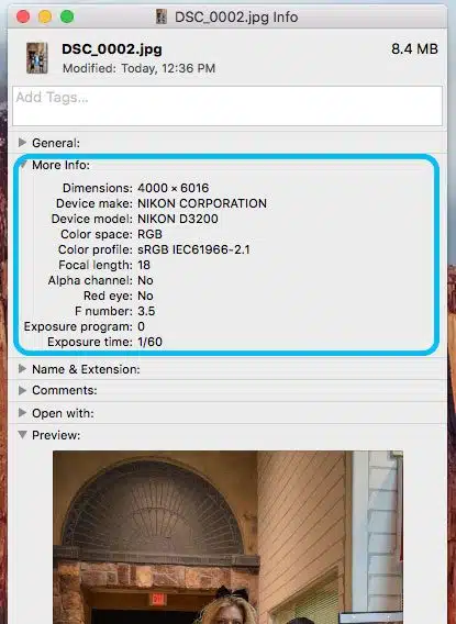 Example EXIF Data