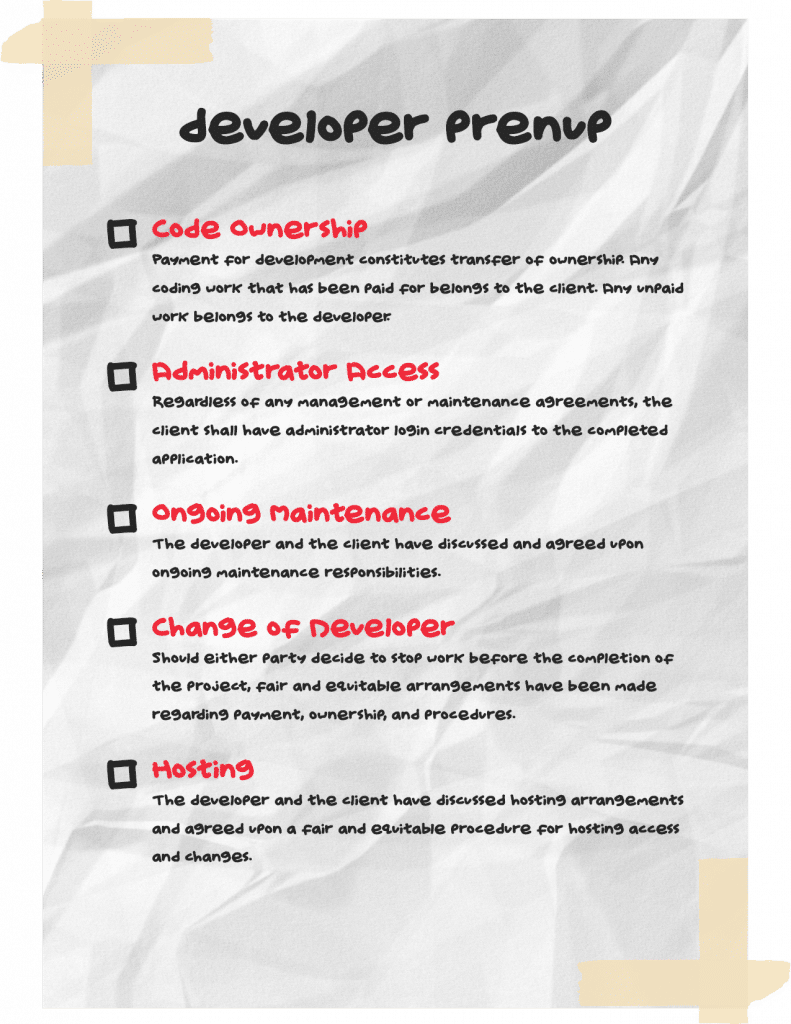 Go through this developer prenup before you commit