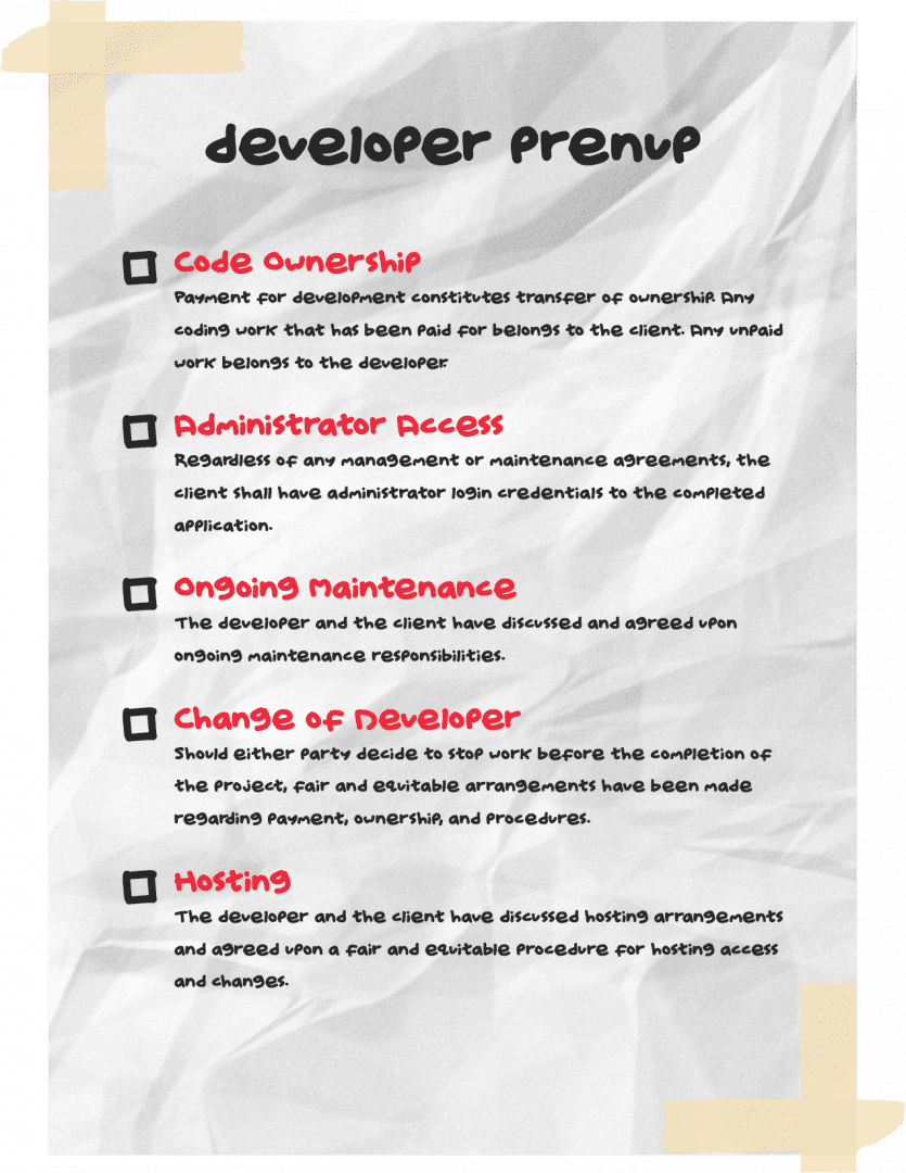 Go through this developer prenup before you commit